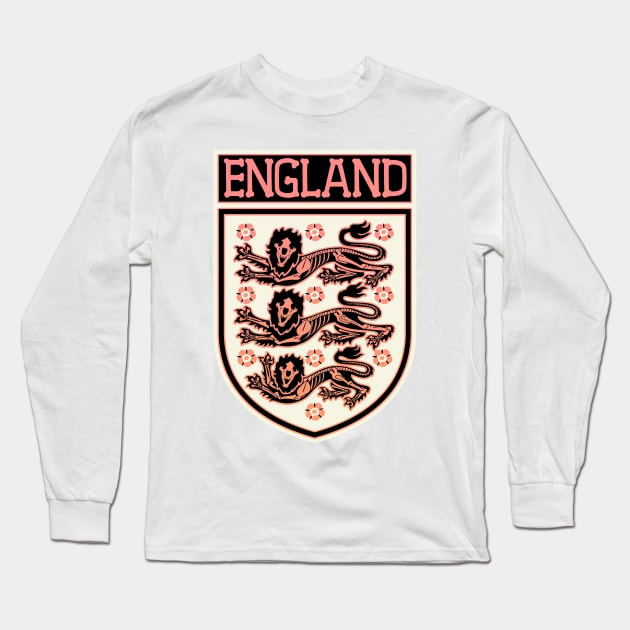 Halloween skeleton English three lions footy badge Long Sleeve T-Shirt by jimmy-digital